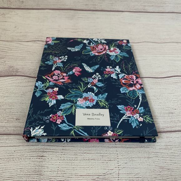 Vera Bradley Weekly Folio Rose Toile Pattern Elastic Closure Note Pads To Do - Picture 3 of 16